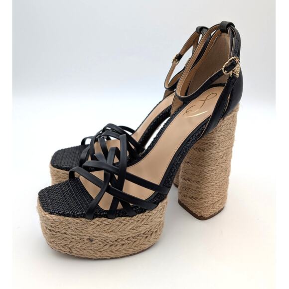 Sam Edelman Shoes - Sam Edelman Kade Platform Sandals Women's Black Leather Size US8M EU38.5